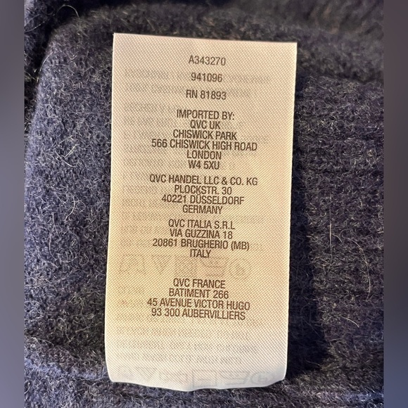 Isaac Mizrahi 100% Cashmere Ruffle Peplum Pullover Blue Sweater Size Medium - Picture 8 of 8